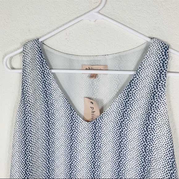 philosophy sleeveless overlay dotted blouse layered blue white size large - Picture 4 of 7